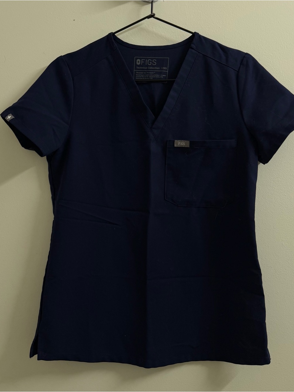 Figs Navy V-Neck Short Sleeve Scrub Top